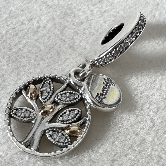 Pandora Two-Tone Sparkling Family Tree Dangle Charm - Picture 3 of 4